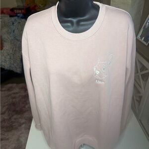 Olive Pink Sweatshirt with Embroidered Dog Design S